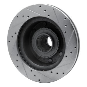 Ford E-350 Econoline Brake Rotor (1) - Front Left - R1 Concepts - Drilled & Slotted - Silver - `95-`07